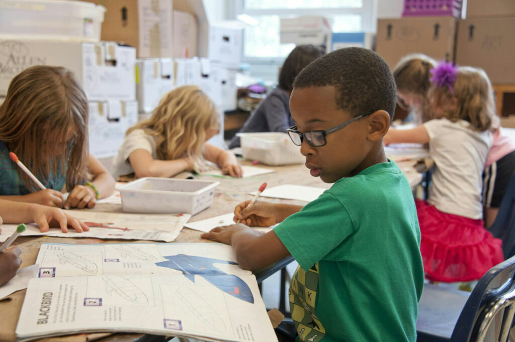 boy doing classwork